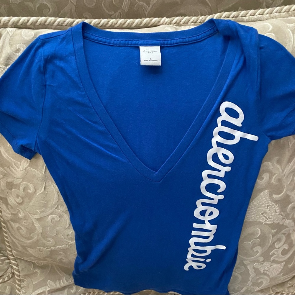 Abercrombie Kids Side Large Royal Blue V-Neck Short-Sleeve Tee Shirt